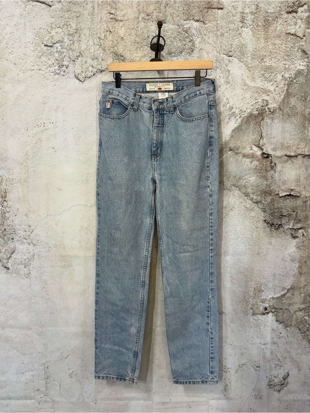 Guess High-Rise Straight Jeans in Light Blue Denim